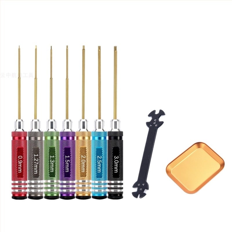 Set șurubelnițe hexagonale pentru modele de aeronave și mașini, oțel carbon tratat cu strat titan, set multifunctional pentru demontare și asamblare, include cheie și suport pentru unelte