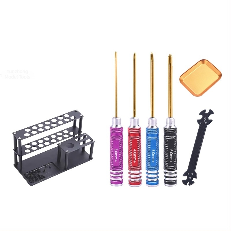 Set șurubelnițe hexagonale pentru modele de aeronave și mașini, oțel carbon tratat cu strat titan, set multifunctional pentru demontare și asamblare, include cheie și suport pentru unelte