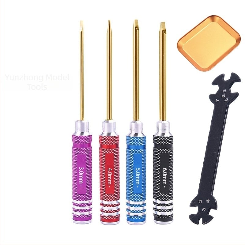 Set șurubelnițe hexagonale pentru modele de aeronave și mașini, oțel carbon tratat cu strat titan, set multifunctional pentru demontare și asamblare, include cheie și suport pentru unelte