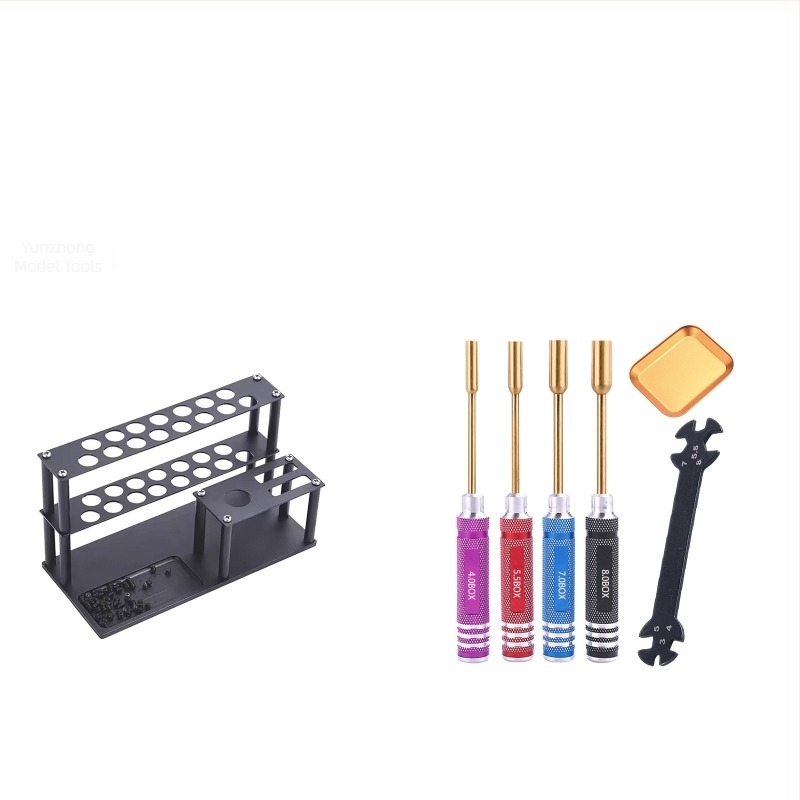 Set șurubelnițe hexagonale pentru modele de aeronave și mașini, oțel carbon tratat cu strat titan, set multifunctional pentru demontare și asamblare, include cheie și suport pentru unelte