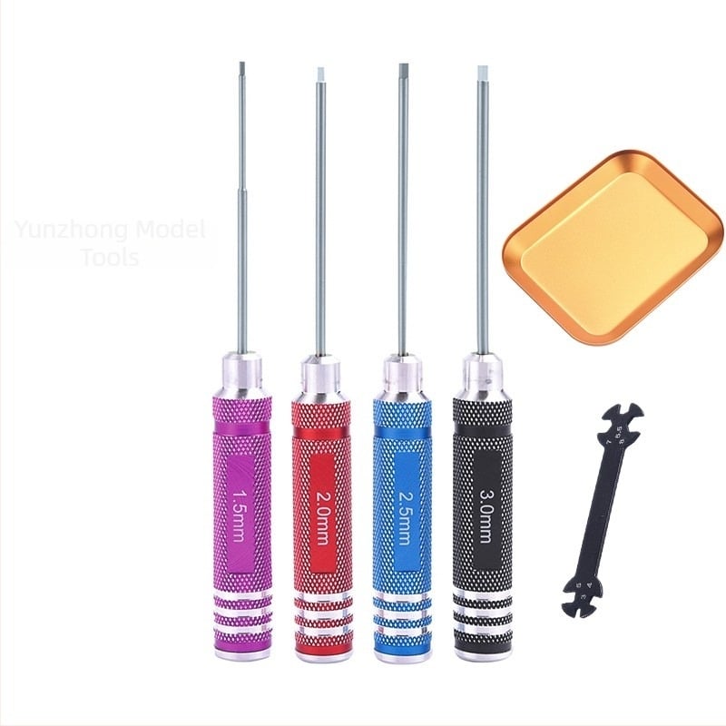 Set șurubelnițe hexagonale pentru modele de aeronave și mașini, oțel carbon tratat cu strat titan, set multifunctional pentru demontare și asamblare, include cheie și suport pentru unelte