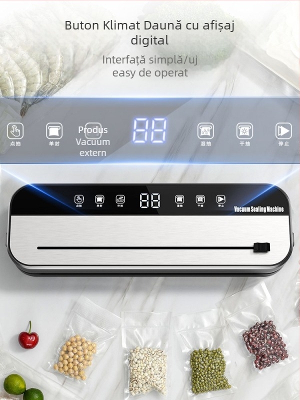 Mașină de vidat alimentară complet automată, pentru uz casnic și comercial, compatibilă cu lichide și uscate, sigilare din plastic și conservarea prospețimii