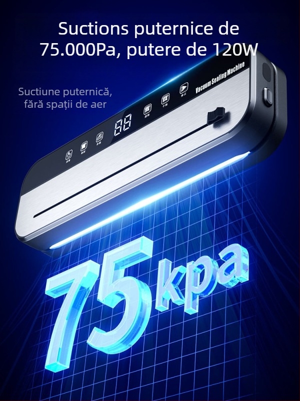Mașină de vidat alimentară complet automată, pentru uz casnic și comercial, compatibilă cu lichide și uscate, sigilare din plastic și conservarea prospețimii