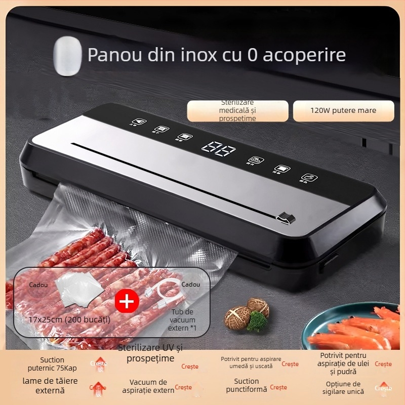 Mașină de vidat alimentară complet automată, pentru uz casnic și comercial, compatibilă cu lichide și uscate, sigilare din plastic și conservarea prospețimii