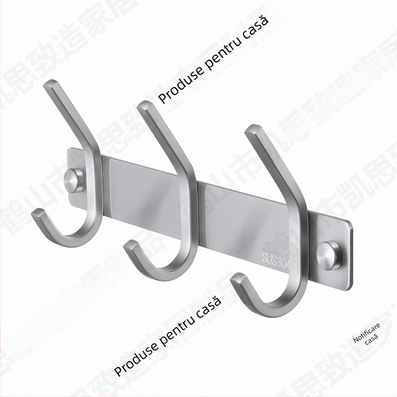 Set din oțel inoxidabil 304 cu 3 cârlige pentru bucătărie și baie, montaj prin găuri, finisaj periat, stil modern