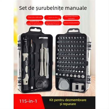 Set de șurubelnițe 115-în-1, magnetice și izolate, din oțel Ni-Cr, pentru reparații la domiciliu, telefoane și computere, demontare