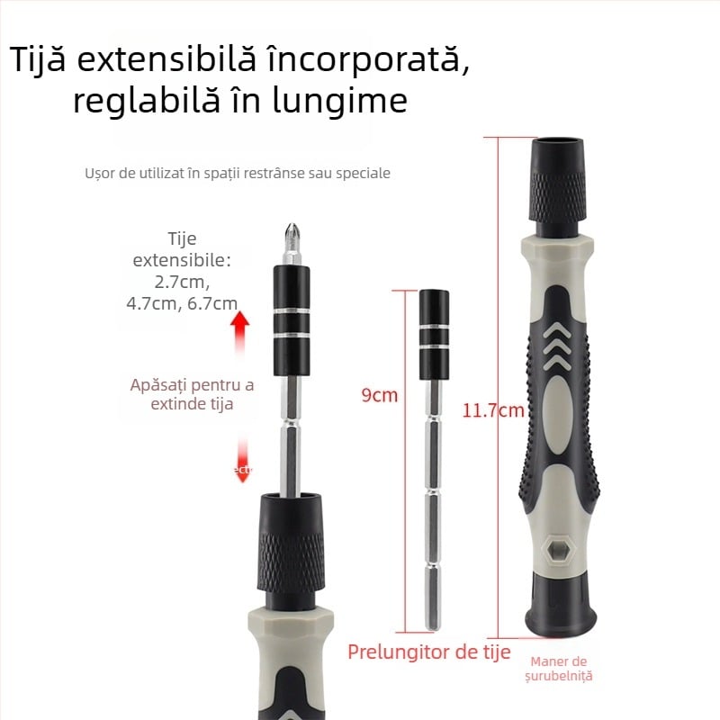 Set de șurubelnițe 115-în-1, magnetice și izolate, din oțel Ni-Cr, pentru reparații la domiciliu, telefoane și computere, demontare