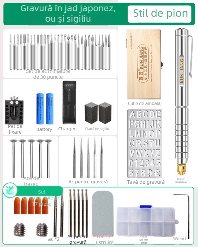 Peniță de gravură pentru plăcuțe și gravură pe metal/jad — alimentare pe baterii, DC 10-30V, Brand: Other, Domeniu de utilizare: gravură pe plăcuțe și metal/jad