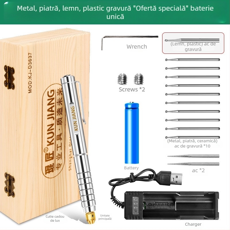 Peniță de gravură pentru plăcuțe și gravură pe metal/jad — alimentare pe baterii, DC 10-30V, Brand: Other, Domeniu de utilizare: gravură pe plăcuțe și metal/jad