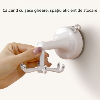 FaSoLa PVC raft de bucătărie montat pe perete cu ventuză și cârlige rotative – stil modern minimalist, 75 g