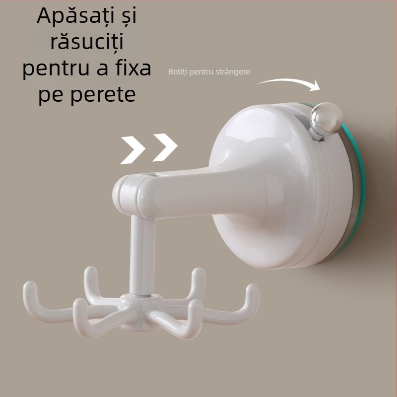 FaSoLa PVC raft de bucătărie montat pe perete cu ventuză și cârlige rotative – stil modern minimalist, 75 g