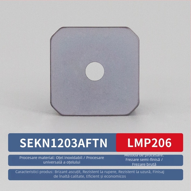 Lamă CNC pătrată pentru frezat SEKN1203/1504, oțel inoxidabil, frezare fină, două capete, lamă metal-ceramică