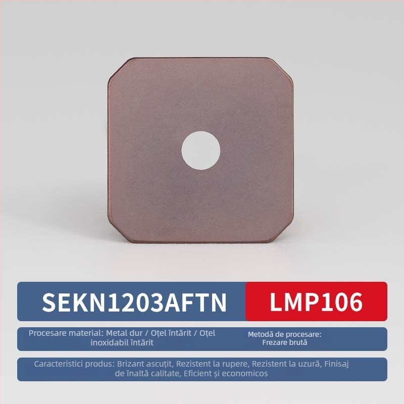 Lamă CNC pătrată pentru frezat SEKN1203/1504, oțel inoxidabil, frezare fină, două capete, lamă metal-ceramică