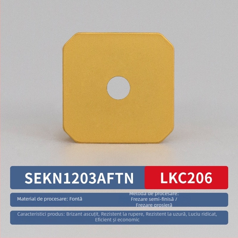 Lamă CNC pătrată pentru frezat SEKN1203/1504, oțel inoxidabil, frezare fină, două capete, lamă metal-ceramică