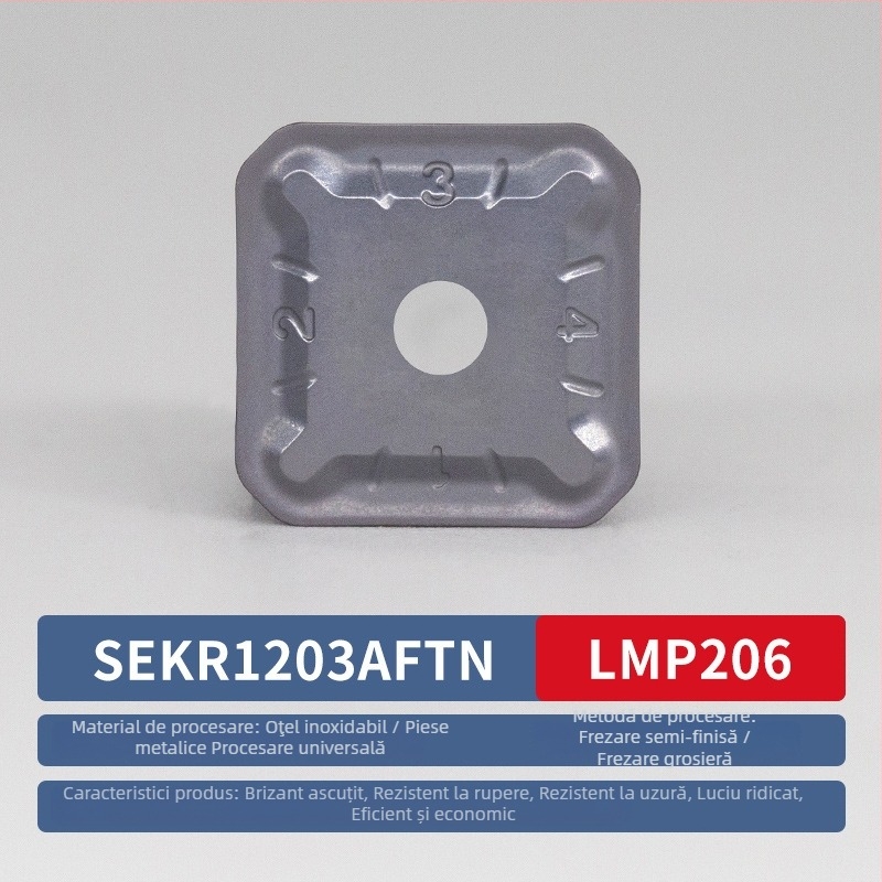 Lamă CNC pătrată pentru frezat SEKN1203/1504, oțel inoxidabil, frezare fină, două capete, lamă metal-ceramică