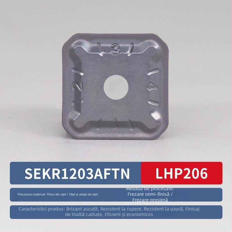 Lamă CNC pătrată pentru frezat SEKN1203/1504, oțel inoxidabil, frezare fină, două capete, lamă metal-ceramică