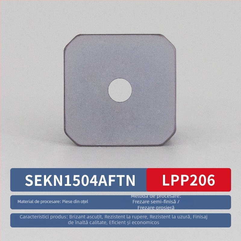 Lamă CNC pătrată pentru frezat SEKN1203/1504, oțel inoxidabil, frezare fină, două capete, lamă metal-ceramică