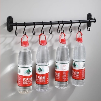 Haoyu bară circulară de bucătărie, stil european, suport de agățat pe perete pentru ustensile, aluminiu de nivel aerospațial, multifuncțional, fără montaj, 4–10 cârlige