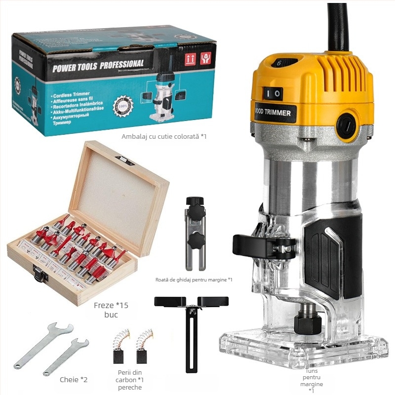 Mașină Moyi de Finisare a Lemnului, 220V, alimentare la priză, canelare, frezare și gravare, pentru uz casnic