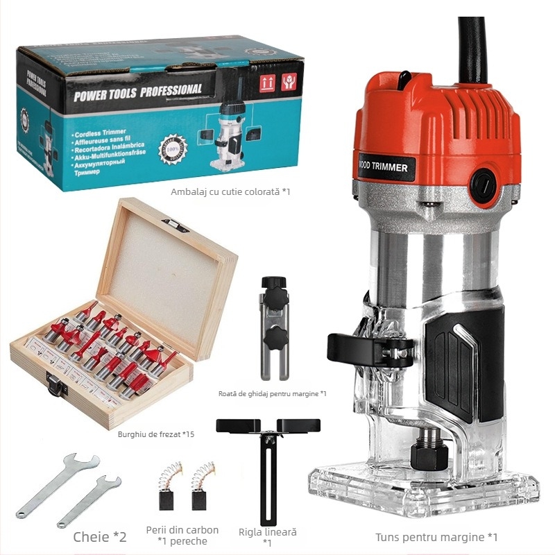 Mașină Moyi de Finisare a Lemnului, 220V, alimentare la priză, canelare, frezare și gravare, pentru uz casnic