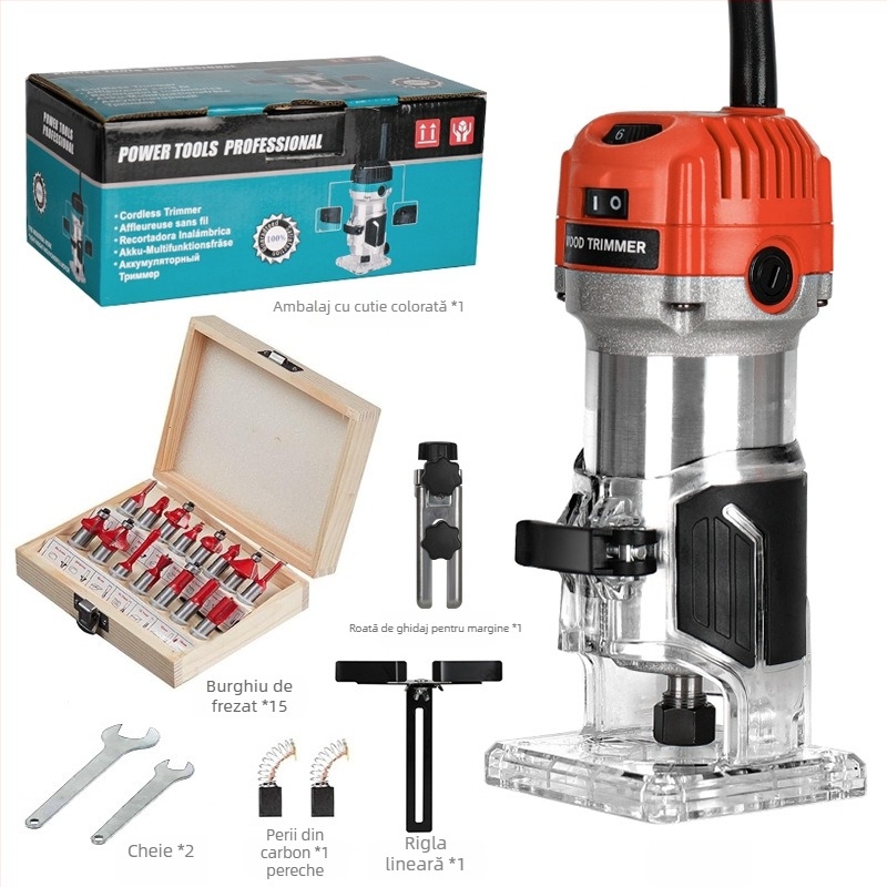 Mașină Moyi de Finisare a Lemnului, 220V, alimentare la priză, canelare, frezare și gravare, pentru uz casnic