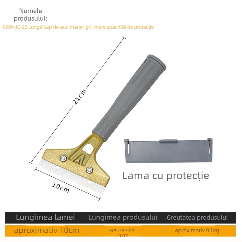 Spatulă pentru curățenie casnică: corp din aluminiu, model 22 lamă lungă din oțel inoxidabil, seria 22