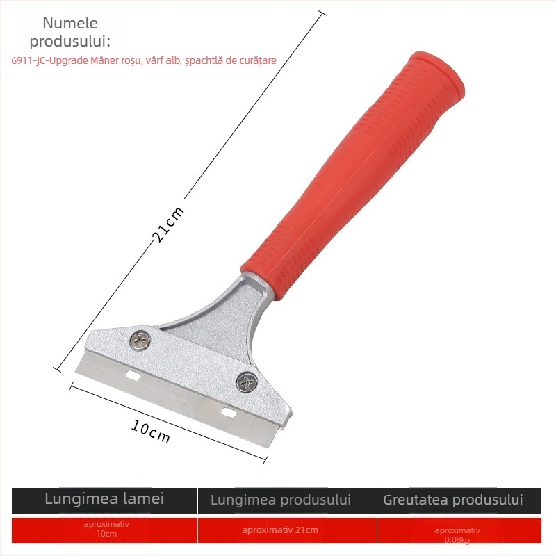 Spatulă pentru curățenie casnică: corp din aluminiu, model 22 lamă lungă din oțel inoxidabil, seria 22