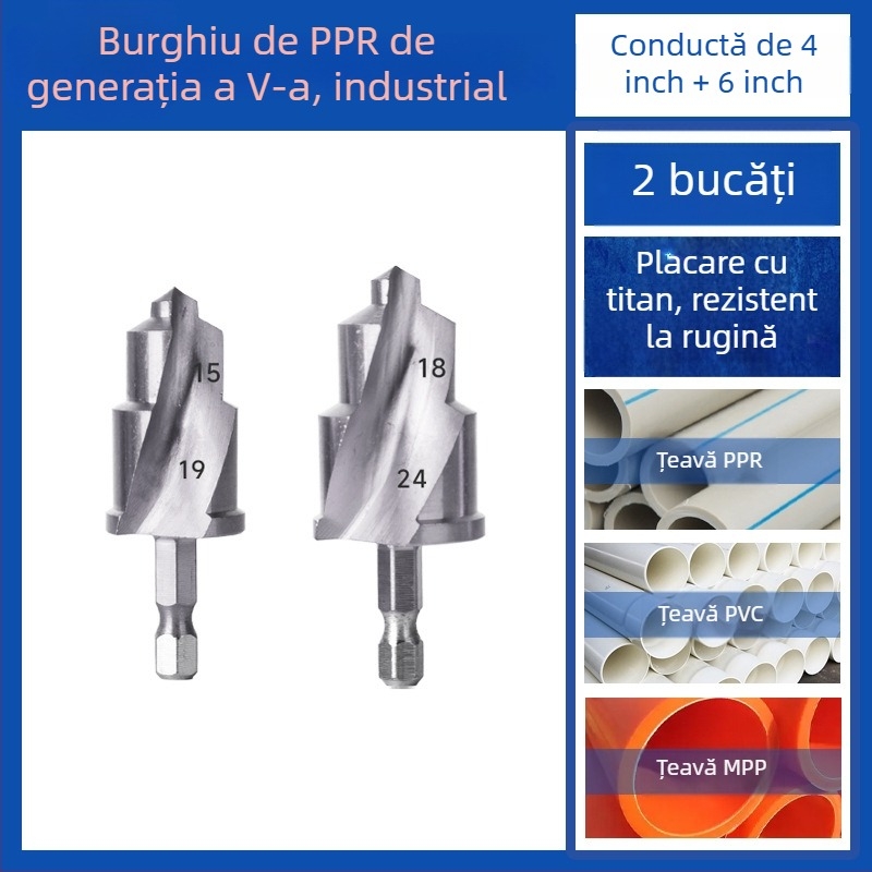 Set de burghie pentru țevi PPR și deschizător de găuri pentru țevi PVC – unelte de găurit, Yutai
