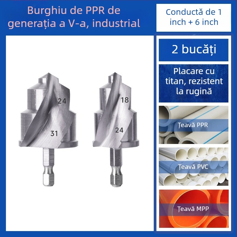 Set de burghie pentru țevi PPR și deschizător de găuri pentru țevi PVC – unelte de găurit, Yutai