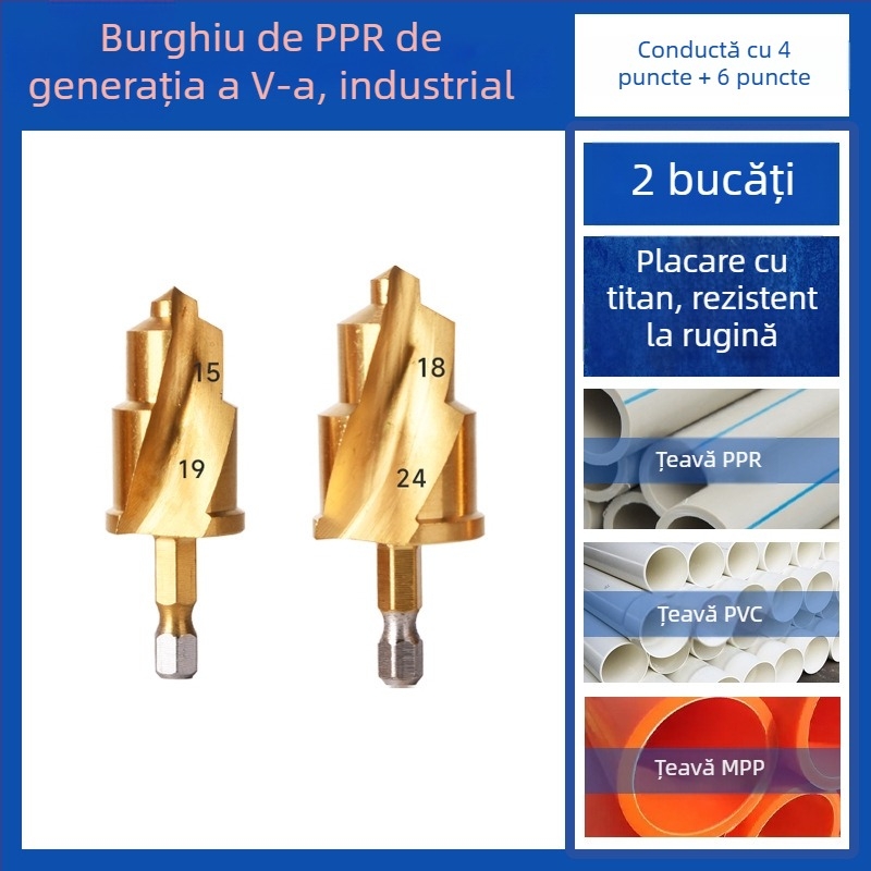 Set de burghie pentru țevi PPR și deschizător de găuri pentru țevi PVC – unelte de găurit, Yutai