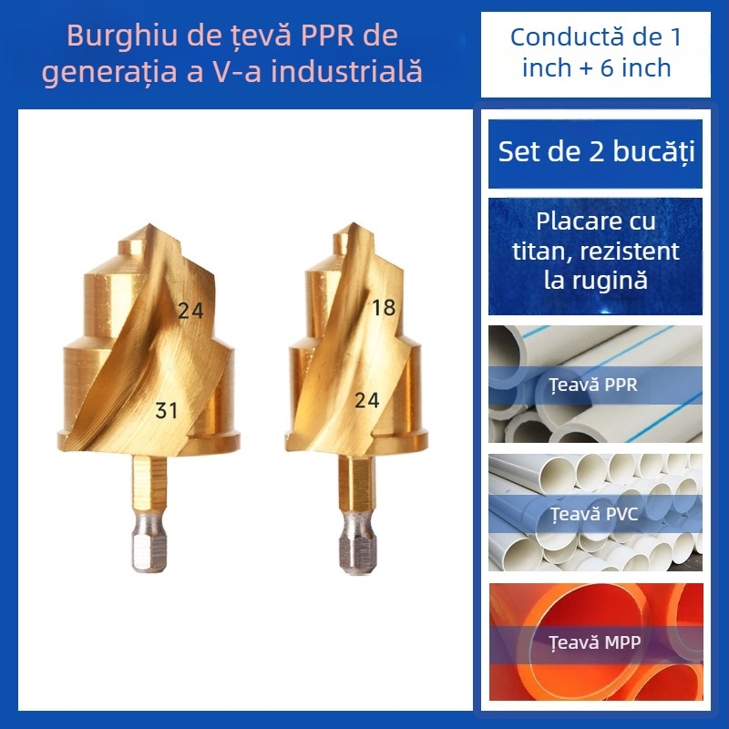 Set de burghie pentru țevi PPR și deschizător de găuri pentru țevi PVC – unelte de găurit, Yutai