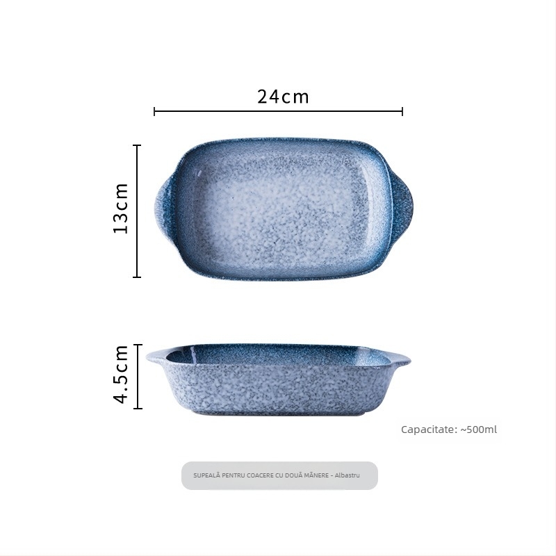 Farfurie de copt din ceramică, formă neregulată, stil japonez, suprafață glazurată, potrivită pentru cuptor, necompatibilă cu microundele