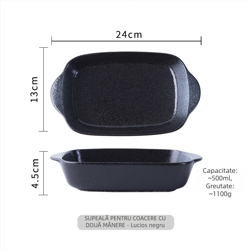 Farfurie de copt din ceramică, formă neregulată, stil japonez, suprafață glazurată, potrivită pentru cuptor, necompatibilă cu microundele