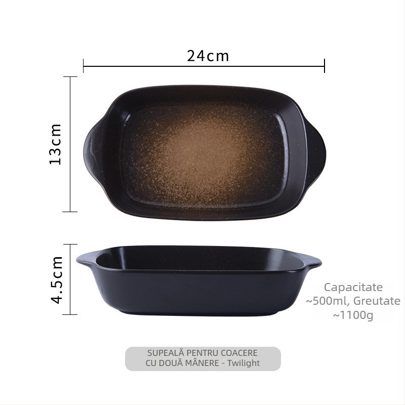 Farfurie de copt din ceramică, formă neregulată, stil japonez, suprafață glazurată, potrivită pentru cuptor, necompatibilă cu microundele