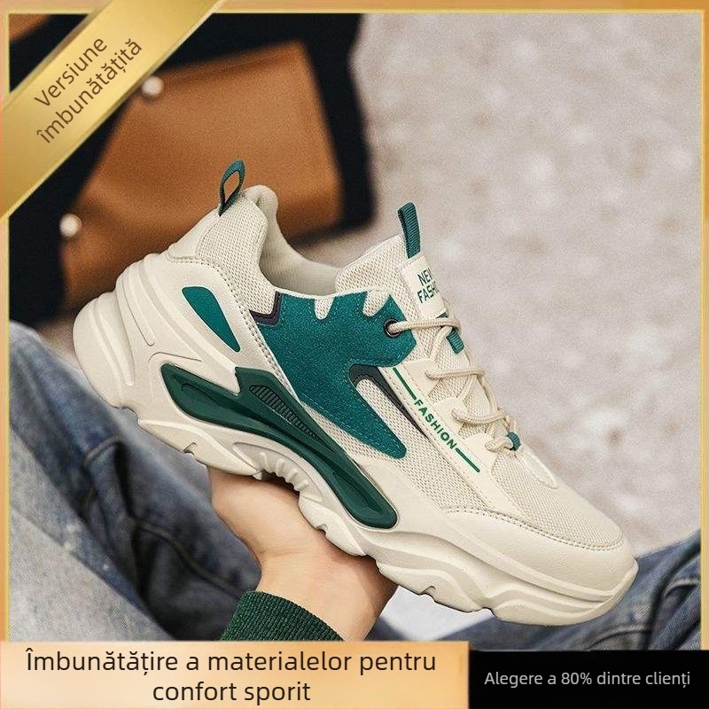 Pantofi sport unisex - respiranti, casual, partea superioară din piele sintetică, căptușire din plasă, talpă din cauciuc, înălțime medie, închidere cu șiret