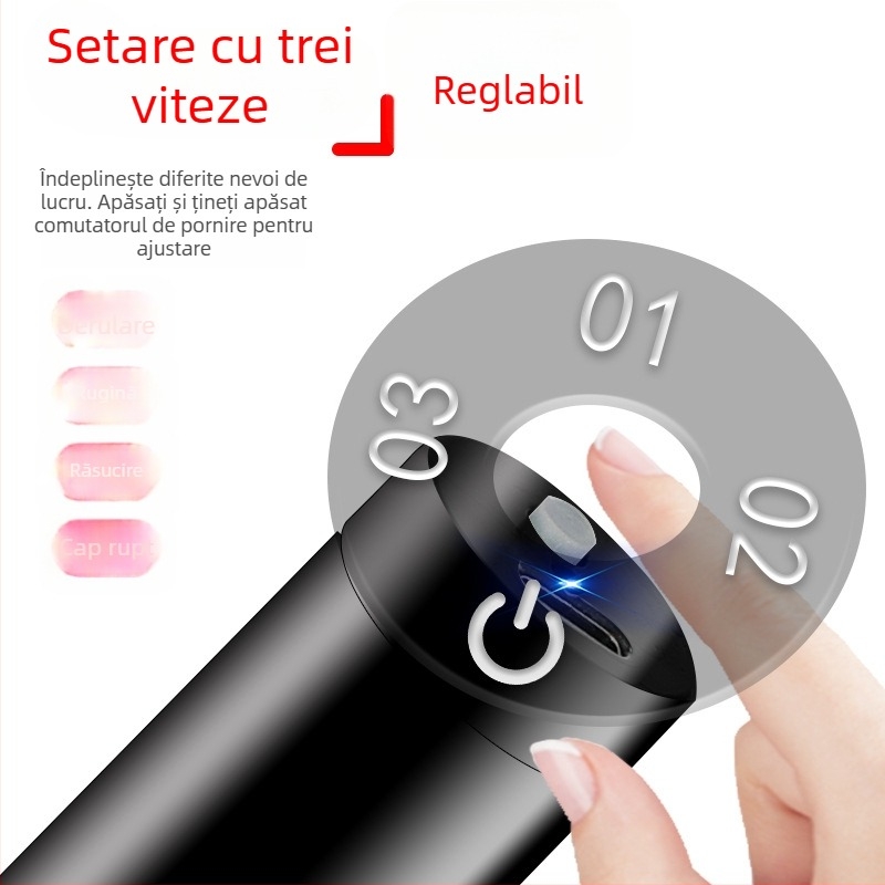 Freza electrică portabilă pentru gravură pe jad și lemn, set complet, puternică, reglare continuă a vitezei, alimentare la priză, 3.7V (3.7–5V)