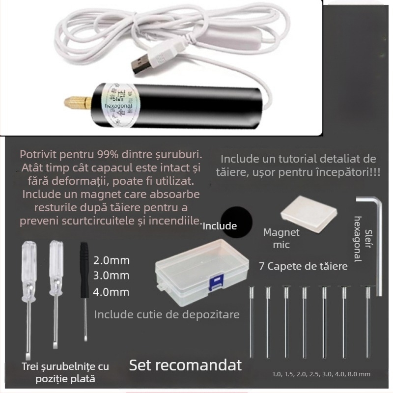 Freza electrică portabilă pentru gravură pe jad și lemn, set complet, puternică, reglare continuă a vitezei, alimentare la priză, 3.7V (3.7–5V)