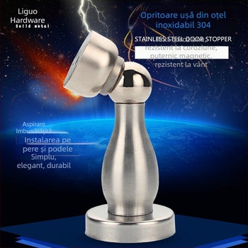 Suport magnetic pentru ușă din oțel inoxidabil 304, model A04, montare pe perete, finisaj mat/polizat