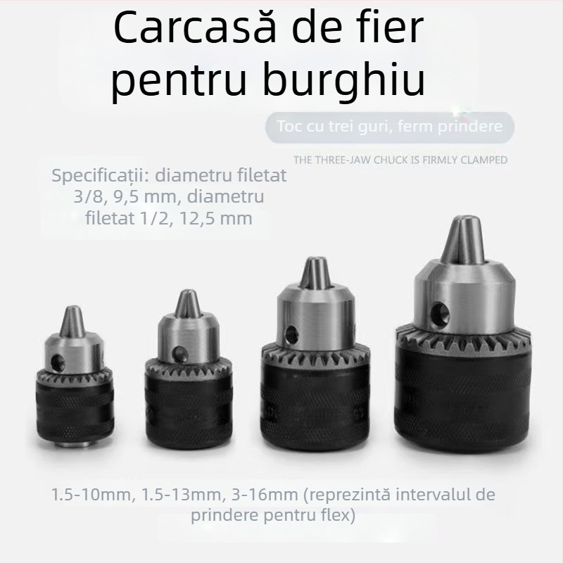 Mandrină pentru bormașină, trei gheare, interfață 1/2, oțel crom-40Cr, Three Gulls