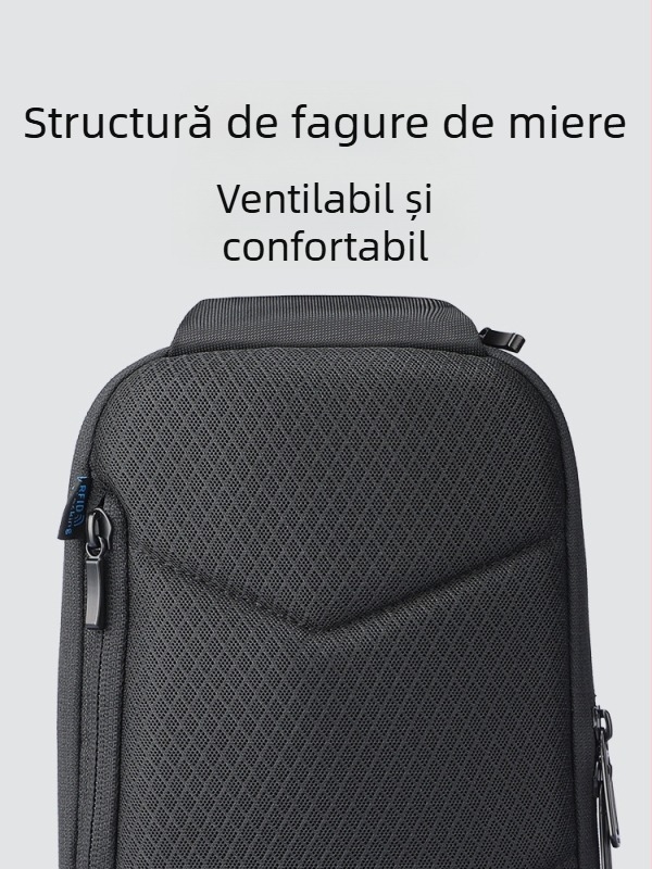 Geantă de piept pentru bărbați, ciclism și călătorii, stil business elite, material Oxford, interfață USB, Marco leden, căptușeală poliester