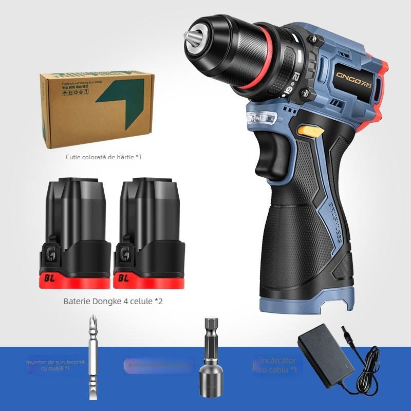 Bormașină cu acumulator Li-ion fără perii, 16.8V, mâner tip pistol, mandrină auto-blocantă, reglare continuă a vitezei