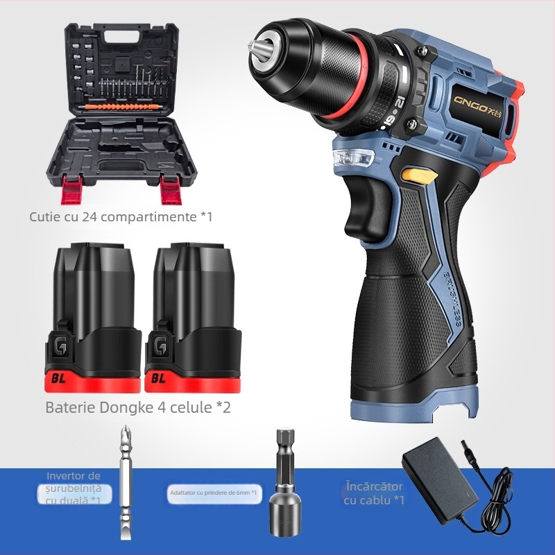 Bormașină cu acumulator Li-ion fără perii, 16.8V, mâner tip pistol, mandrină auto-blocantă, reglare continuă a vitezei
