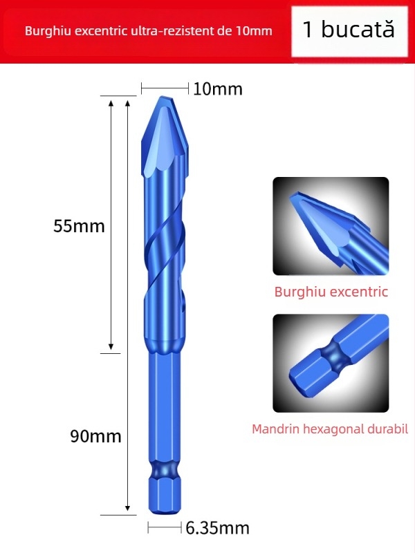 Matsuaki Burghiu triunghiular pentru plăci ceramice și beton – excentric, cap înclinat, magnetic, pentru plăci și ciment