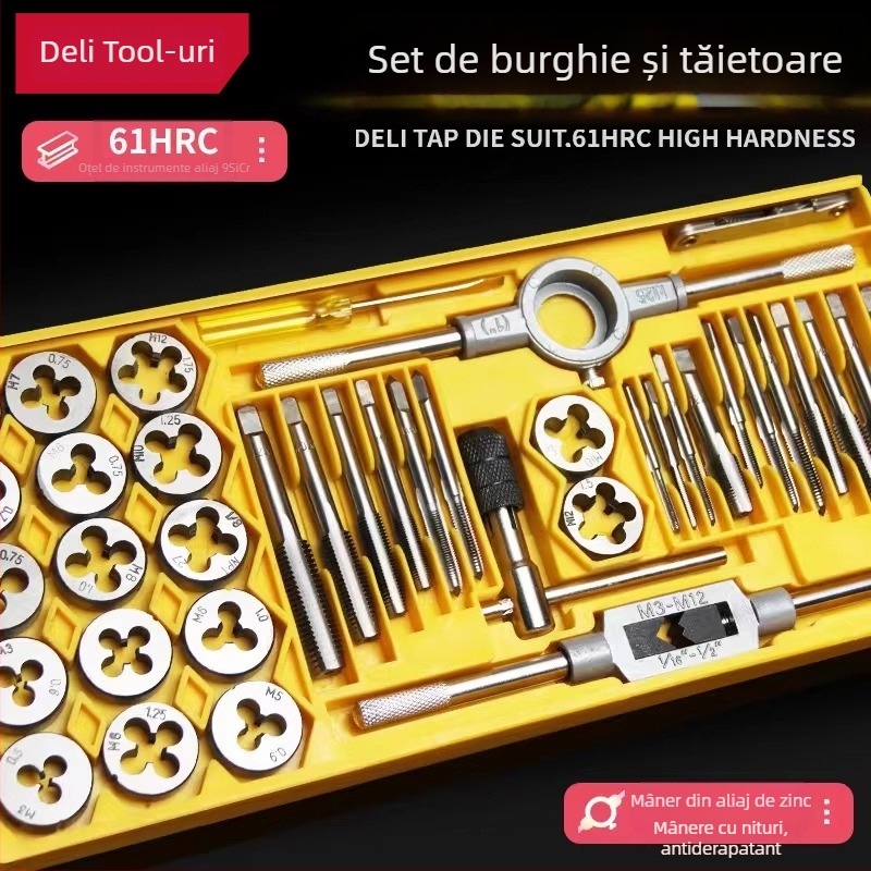 Effective Set metric de tap and die, unealtă manuală de filetare, cheie pentru tap