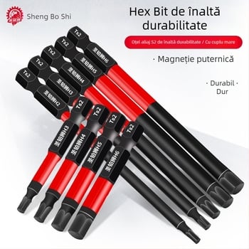 Set șurubelnițe cu cap hexagonal, electric, magnetic, oțel unelte S2, Holy Platinum Lion