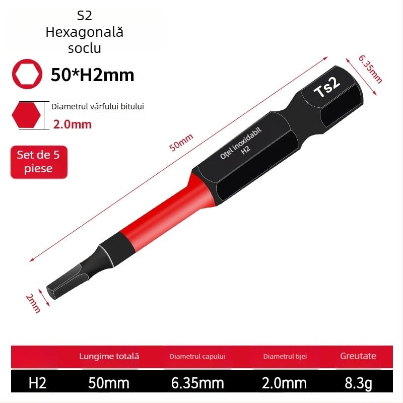 Set șurubelnițe cu cap hexagonal, electric, magnetic, oțel unelte S2, Holy Platinum Lion