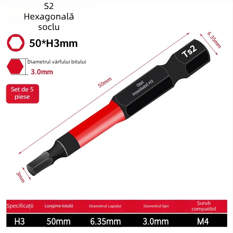 Set șurubelnițe cu cap hexagonal, electric, magnetic, oțel unelte S2, Holy Platinum Lion