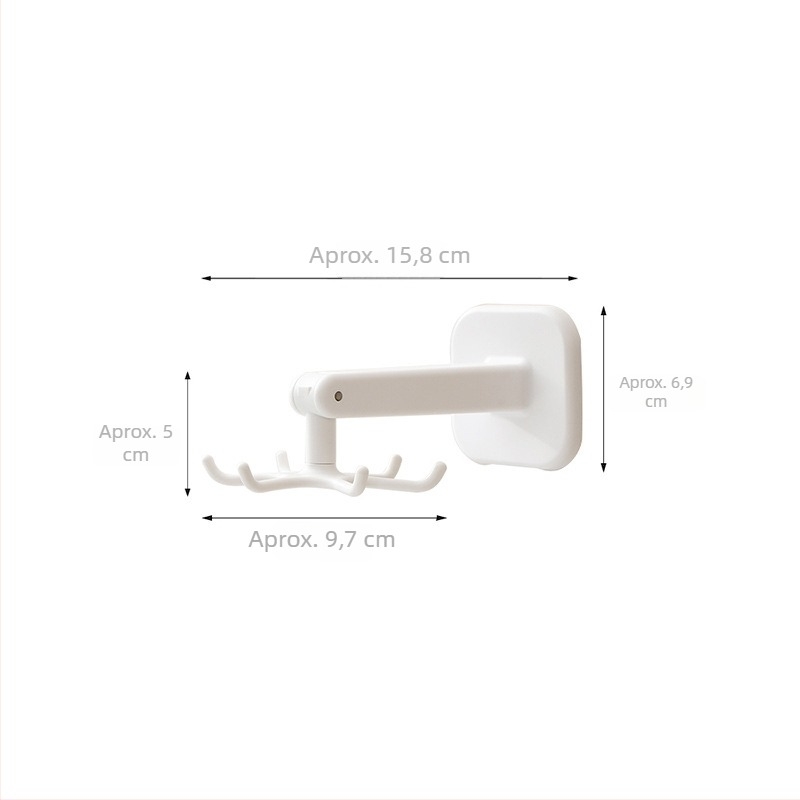 FaSoLa Raft Rotativ de Bucătărie Montat pe Perete, cu Șase Gheare pentru Spatule și Linguri, Fără Găuri, ABS, Stil Modern Minimalist