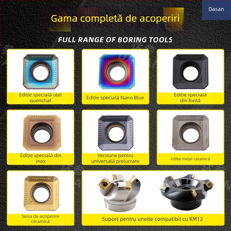 Dasan SEKT1204AFTN lamă de frezat CNC, geometrie pătrată, oțel inoxidabil, oțel călit