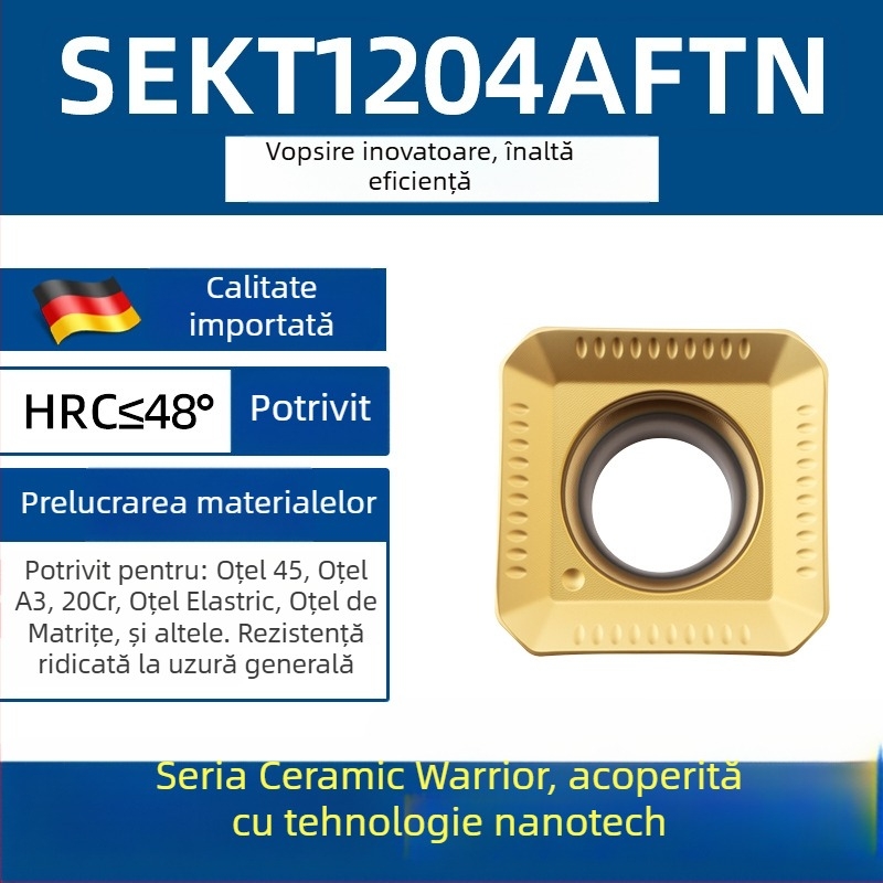 Dasan SEKT1204AFTN lamă de frezat CNC, geometrie pătrată, oțel inoxidabil, oțel călit